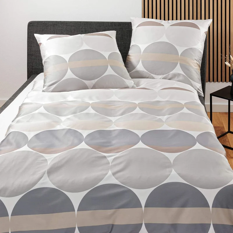 Janine J.D. 87104-08 Grau Sand Mako-Satin Bettwäschegarnitur