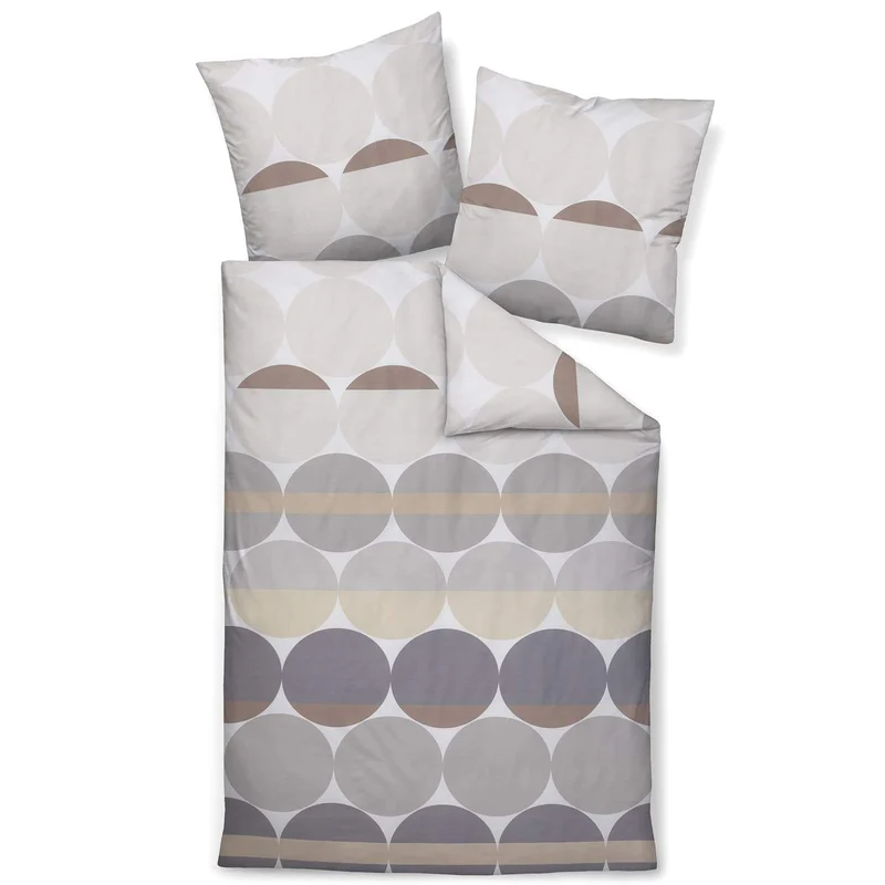 Janine J.D. 87104-08 Grau Sand Mako-Satin Bettwäschegarnitur