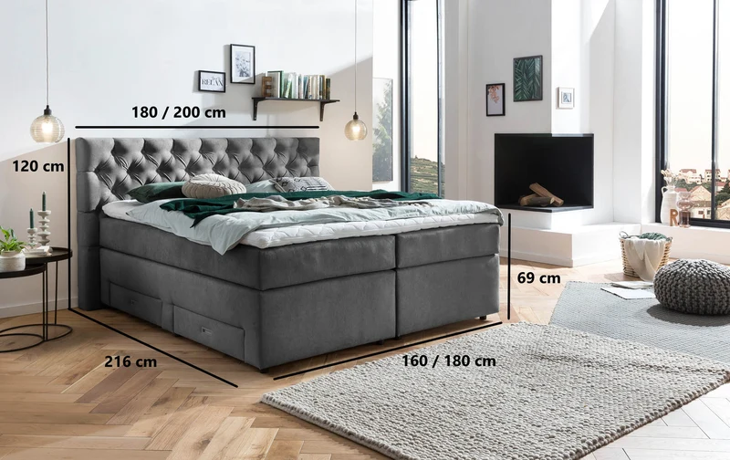 Boxspringbett Nora mit Stauraum