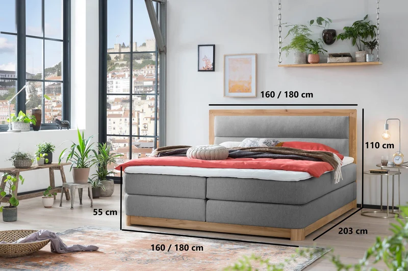 Boxspringbett Bali mit Eiche