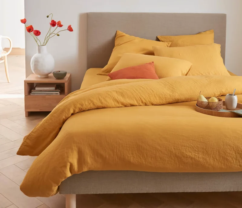 Drap housse en lin lavé