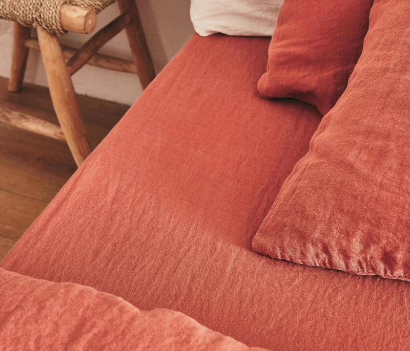 Drap housse en lin lavé