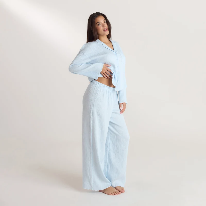 Crinkle Pyjamahose - Blau