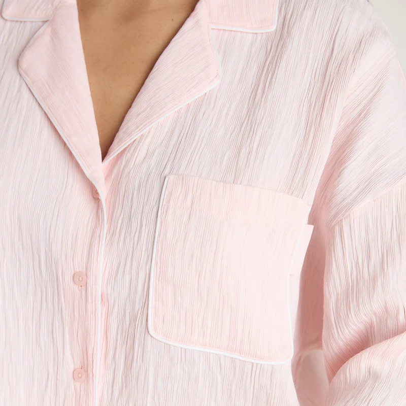 Crinkle Pyjamahemd - Rosa