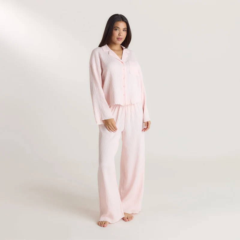 Crinkle Pyjamahose - Rosa
