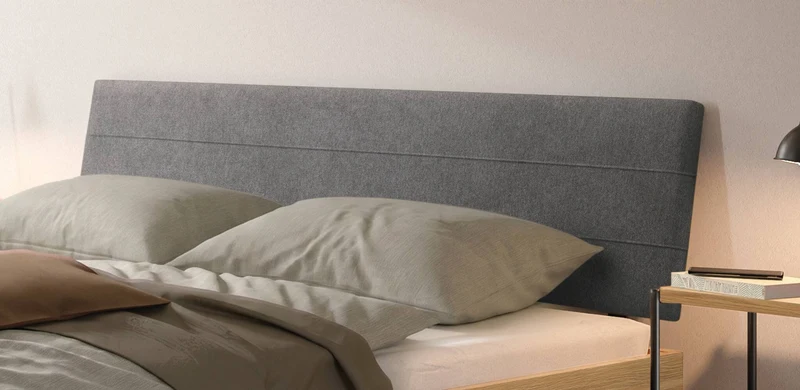 Hasena Massivholzbett Vasto Eiche bright mit Polsterkopfteil Pace grey