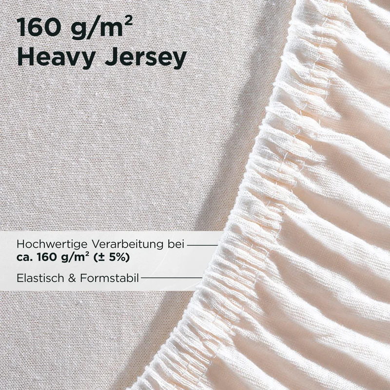 Jersey Spannbettlaken aus 100 % Baumwolle Natur