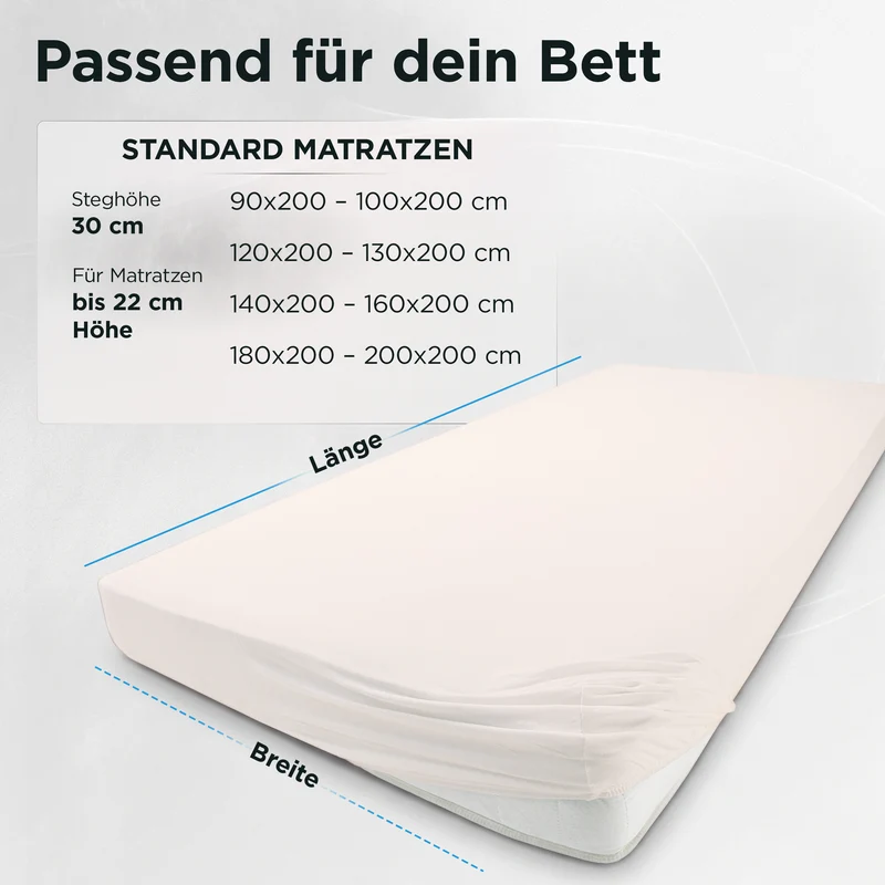 Jersey Spannbettlaken aus 100 % Baumwolle Natur
