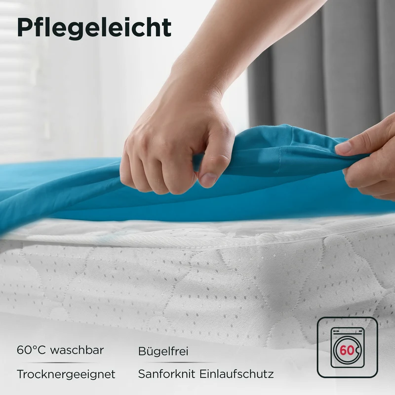 Jersey Spannbettlaken aus 100 % Baumwolle Petrol