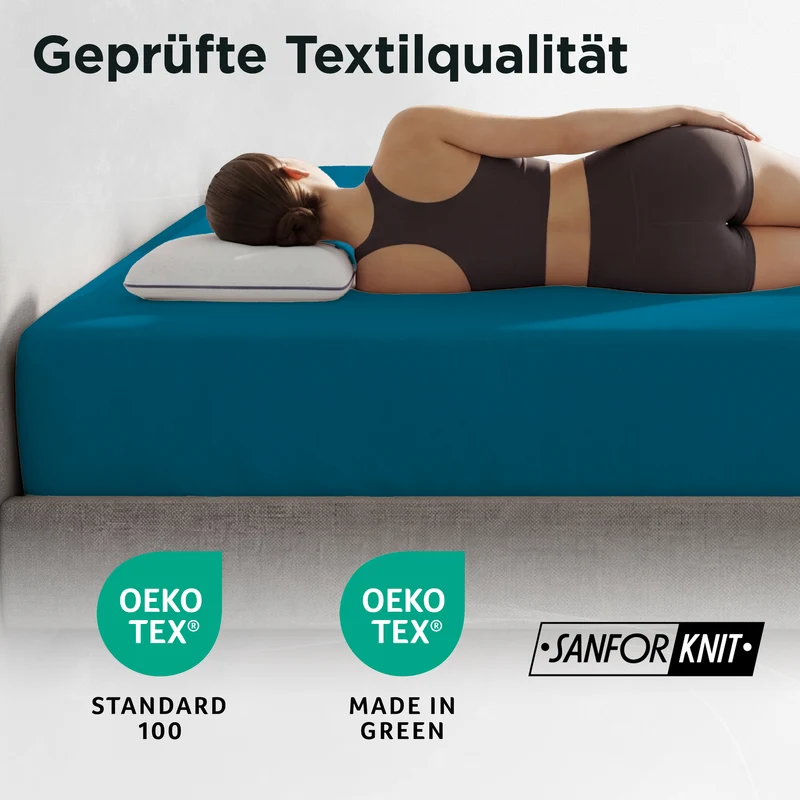Jersey Spannbettlaken aus 100 % Baumwolle Petrol