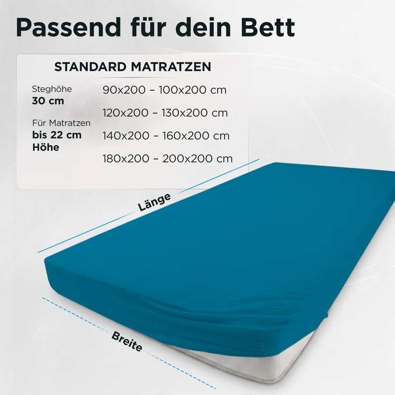 Jersey Spannbettlaken aus 100 % Baumwolle Petrol