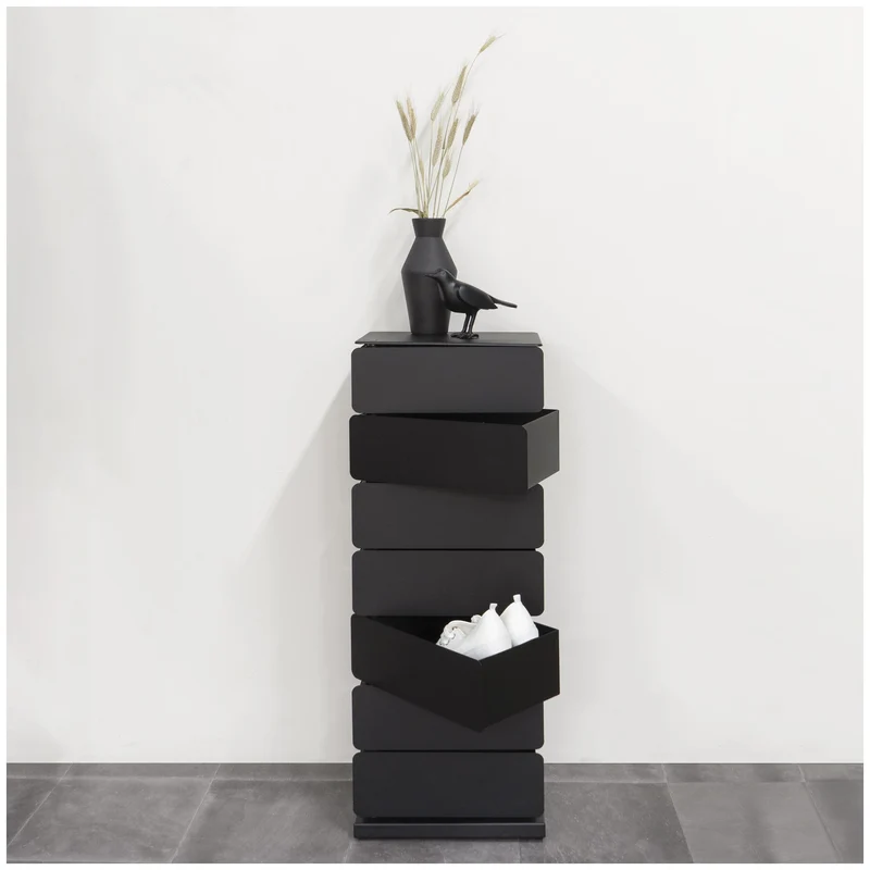 Spinder JOEY 7 Dresser: Minimalistischer Stahl-Schrank, Schwarz