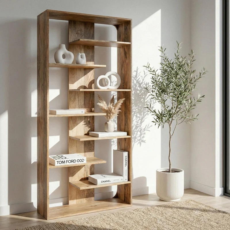 Bücherregal Standregal Mango Massivholz 200 cm als Raumteiler