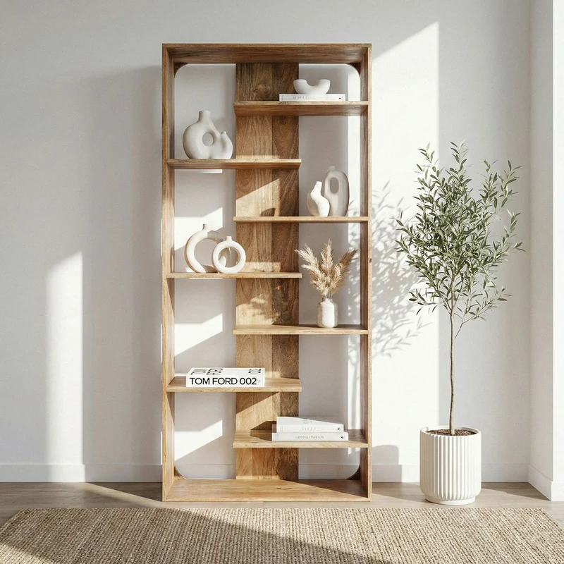 Bücherregal Standregal Mango Massivholz 200 cm als Raumteiler