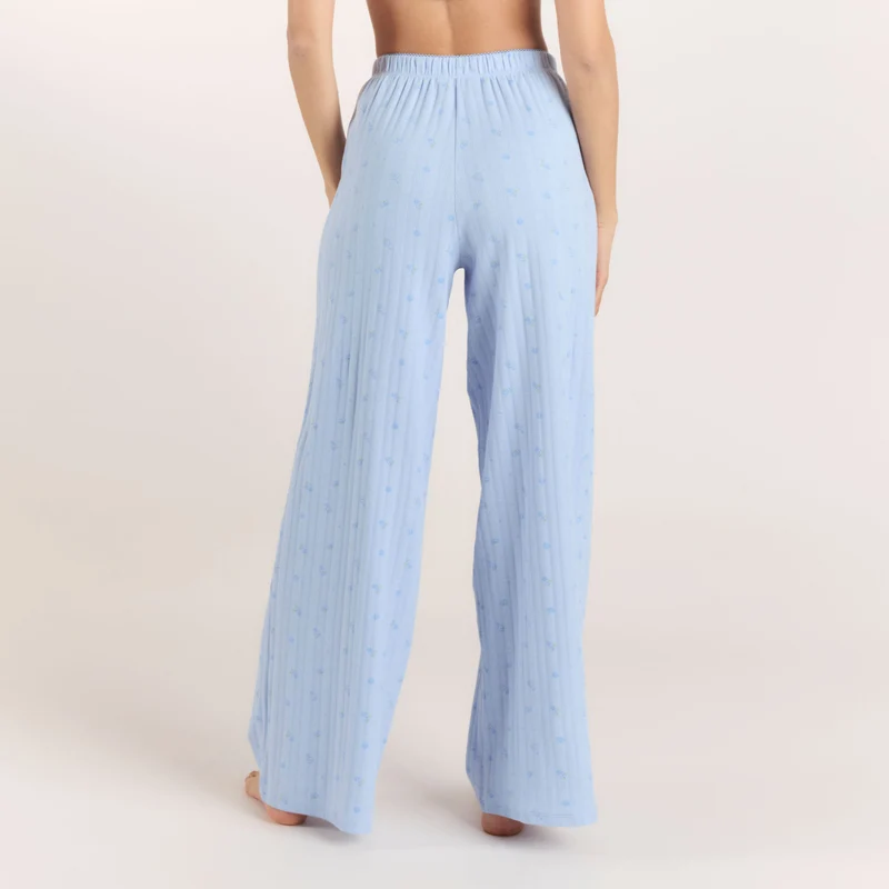 Pointelle Pyjamahosen - Florales Blau