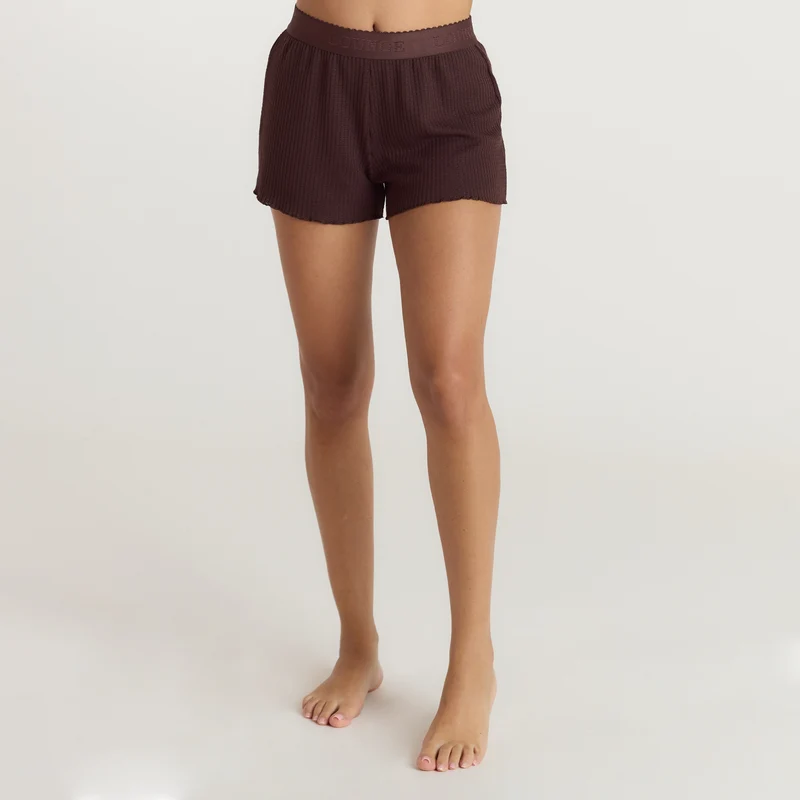 Soft Waffle Pyjama-Shorts - Dunkle Schokolade