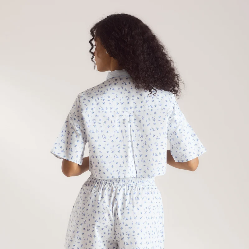 Bloom & Stripe Kurzärmeliges Pyjamahemd - Blau