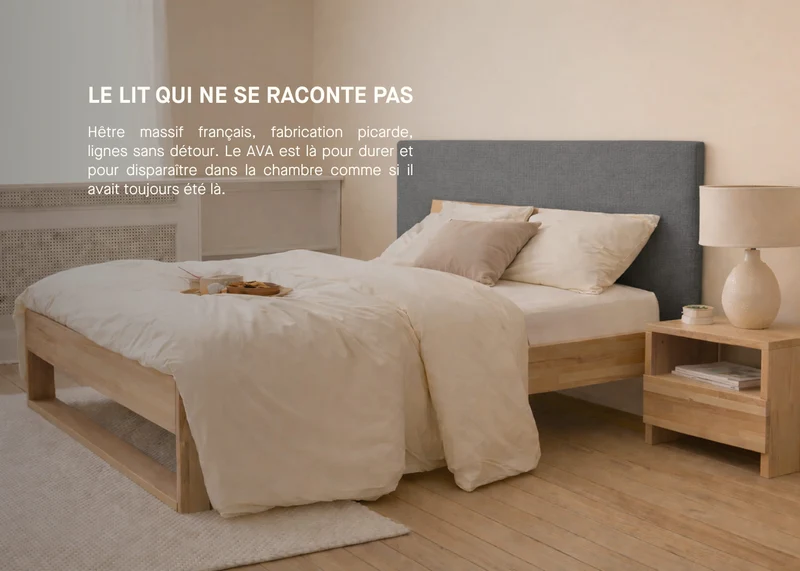 Lit avec sommier en bois massif AVA