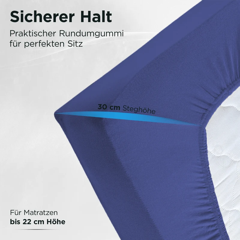 Jersey Spannbettlaken aus 100 % Baumwolle Navyblau