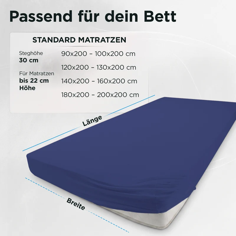 Jersey Spannbettlaken aus 100 % Baumwolle Navyblau