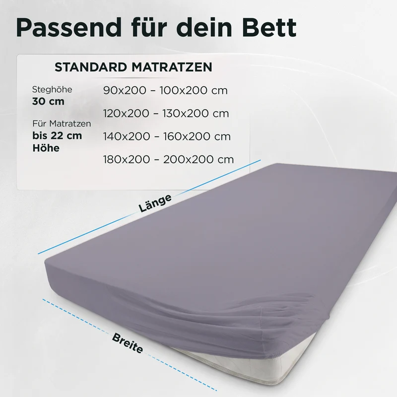 Jersey Spannbettlaken aus 100 % Baumwolle Grau