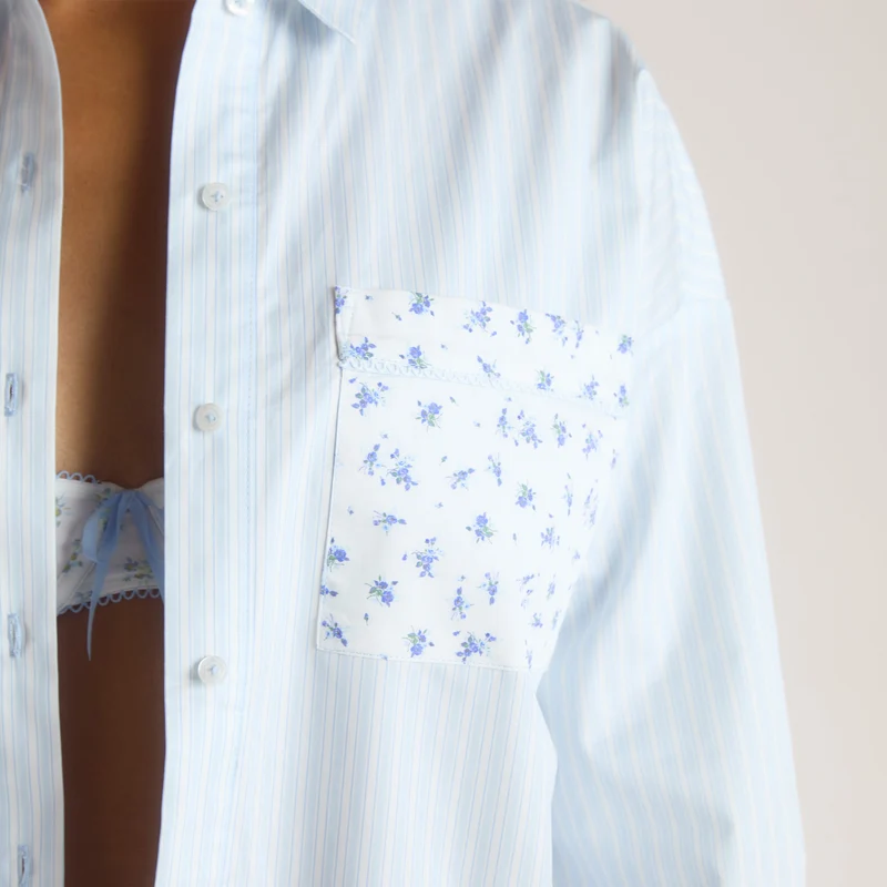 Bloom & Stripe Pyjamahemd - Blau