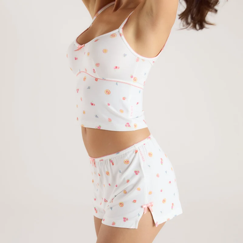 Modal Cami Pyjama-Oberteil - Weißes Obst