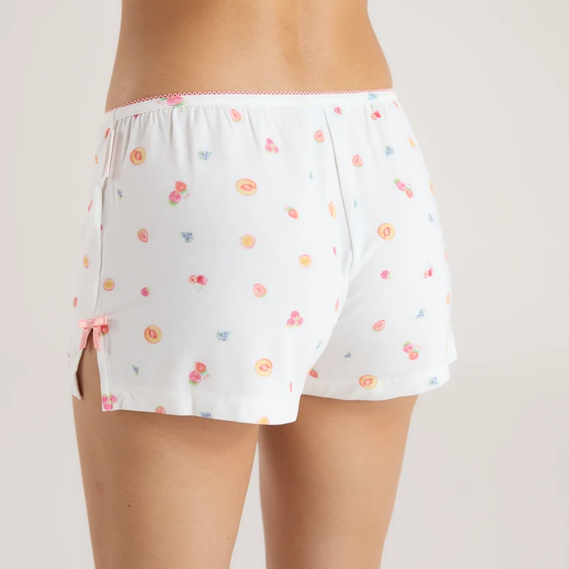 Modal Pyjama-Shorts - Weißes Obst