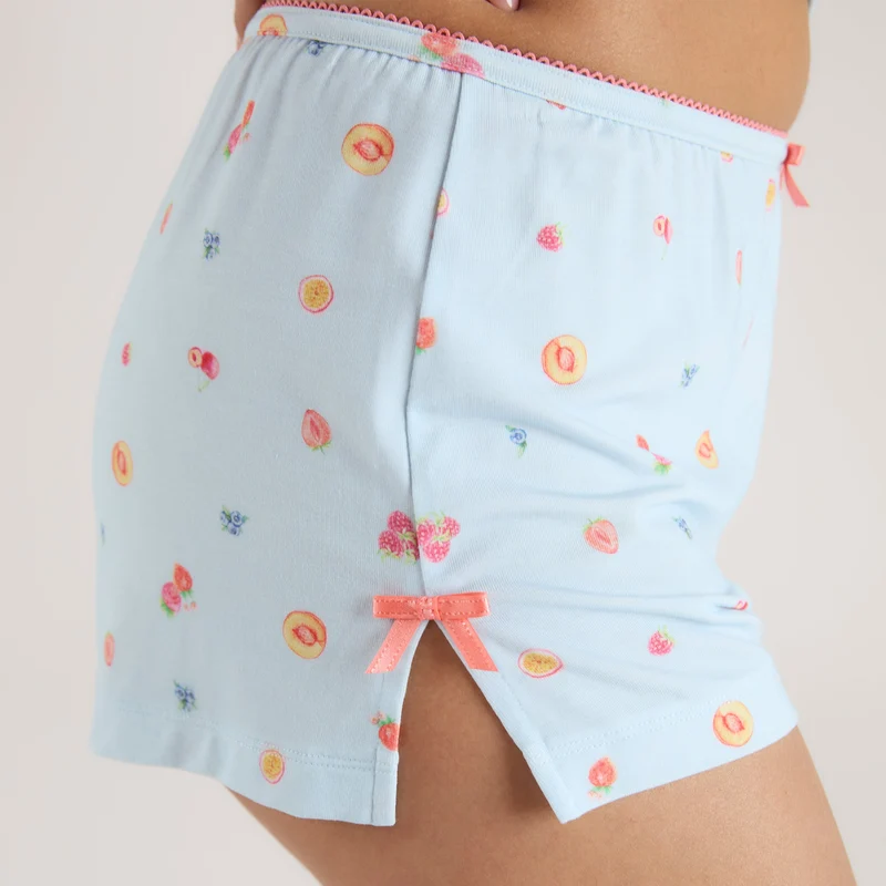 Modal Pyjama-Shorts - Blaues Obst