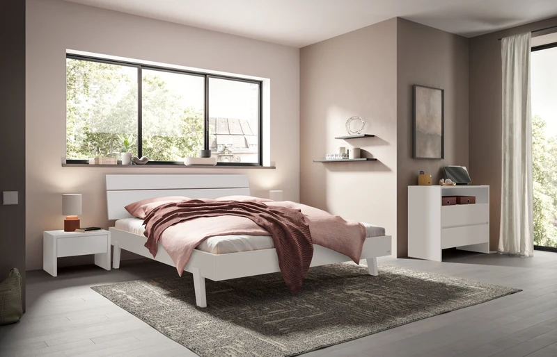 Hasena Bett Imperia aus der Kollektion Trento in Weiß mit Holzfüßen