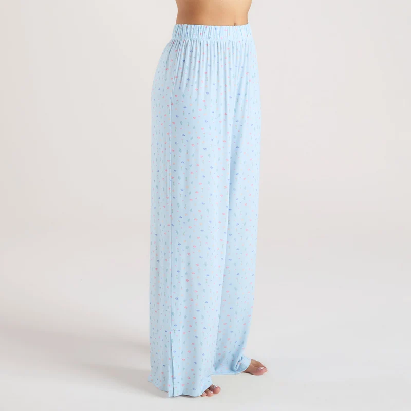 Modal Pyjama-Unterteil - Florales Blau