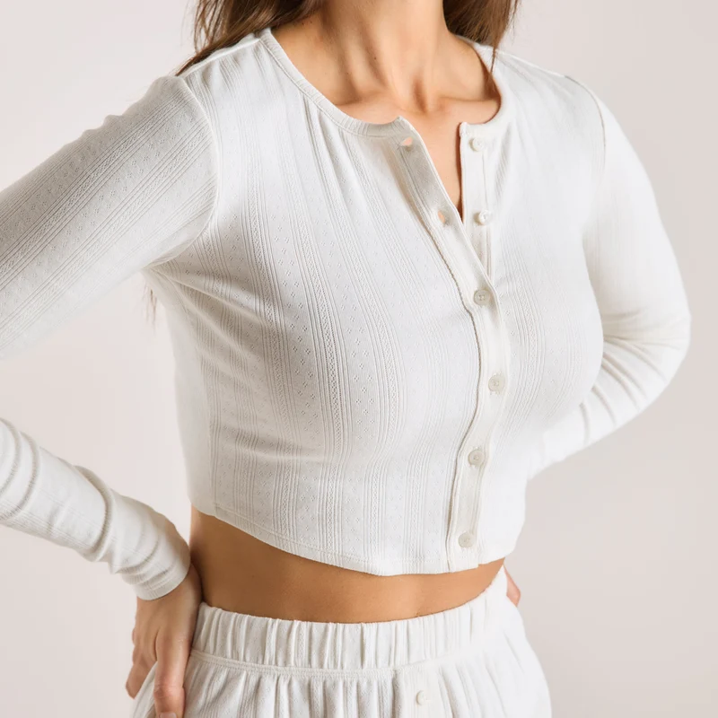 Pointelle Cardigan - Crèmefarben