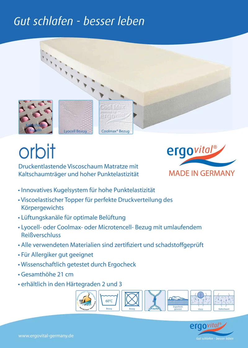 Visco Matratze ergovital ® orbit