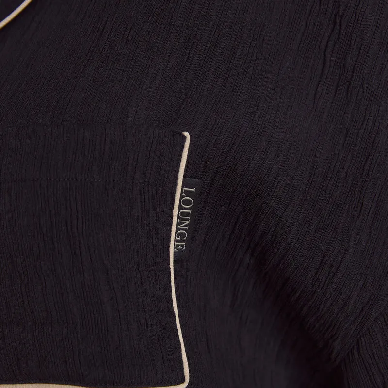 Crinkle Pyjamahemd - Schwarz