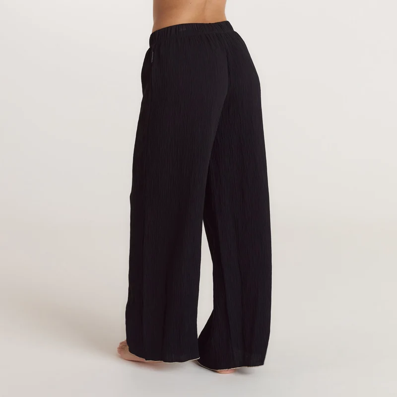 Crinkle Pyjamahose - Schwarz