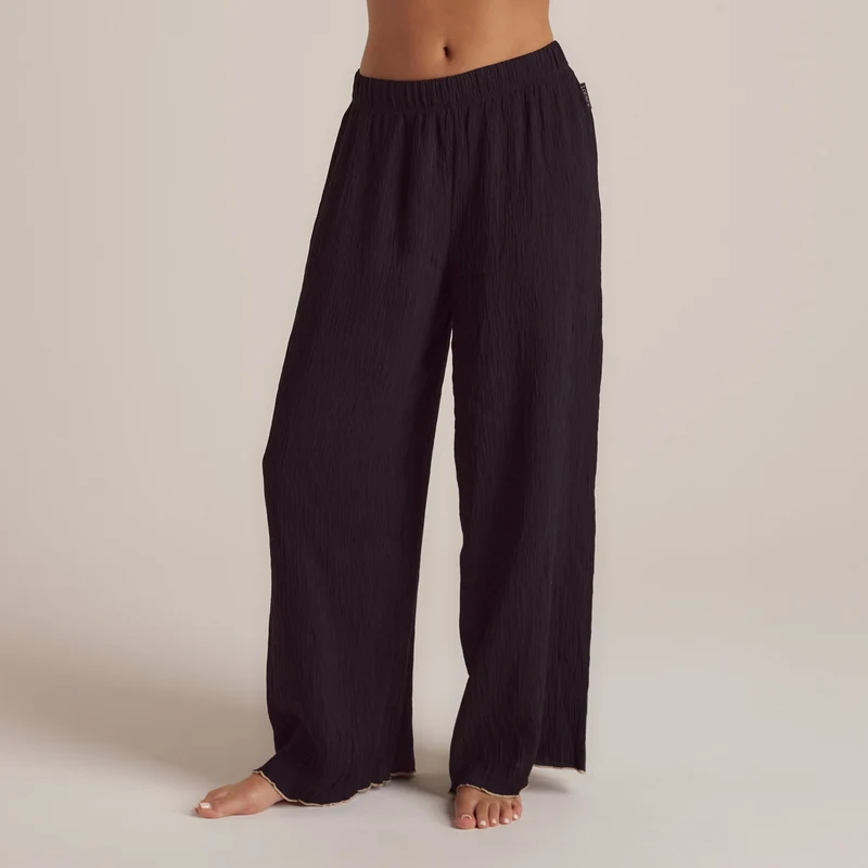 Crinkle Pyjamahose - Schwarz