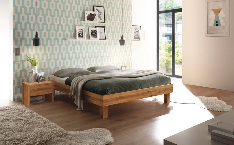 Hasena Bett Rapallo Wildeiche Massivholz, Kollektion Trento, puristisch