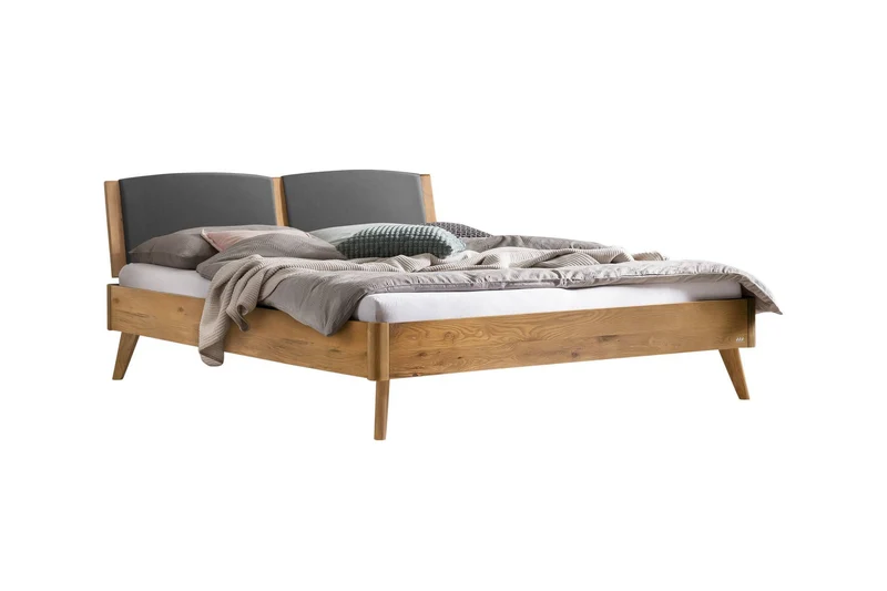 Hasena Massivholzbett Mareto Wildeiche im Lounge-Design mit Polsterkopfteil