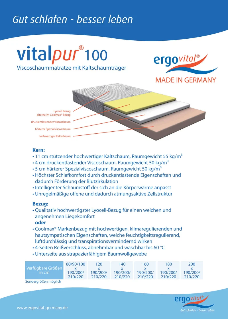 Visco Matratze ergovital vitalpur 100