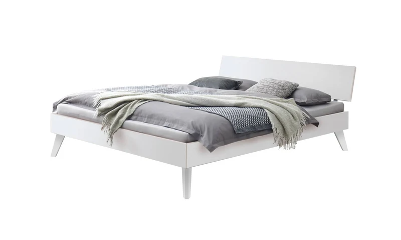 Hasena Bett Ancona Weiß mit schlanken Füßen – Kollektion Trento MDF