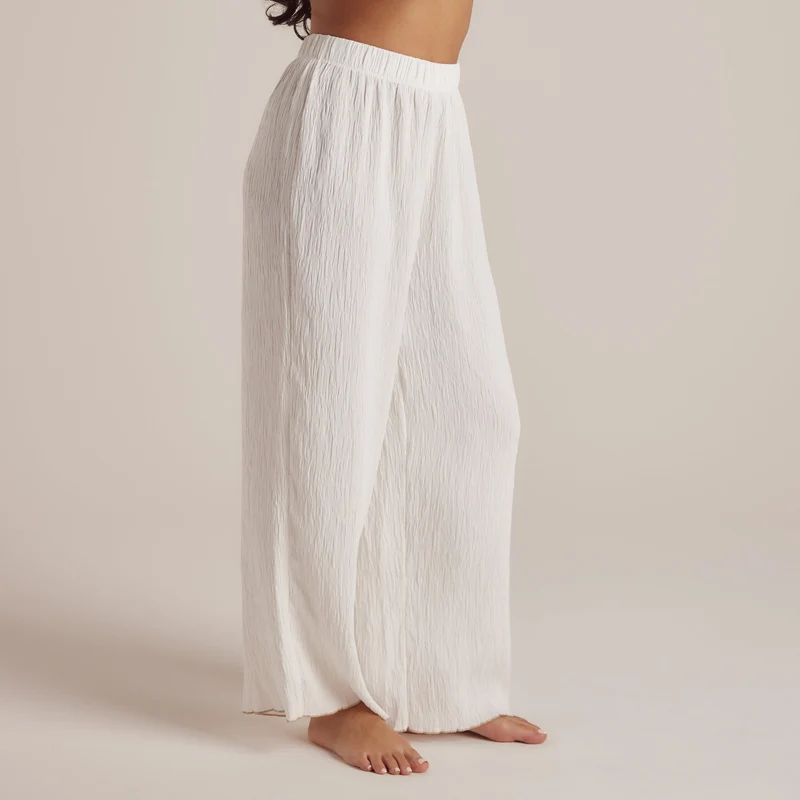 Crinkle Pyjamahose - Weiß