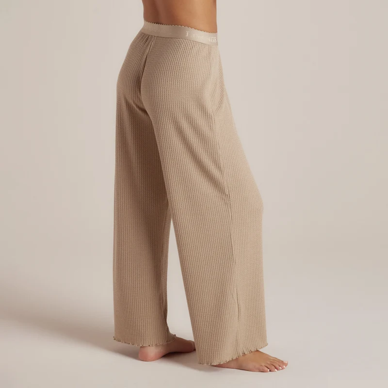 Soft Waffle Pyjama-Hose - Hellbraun