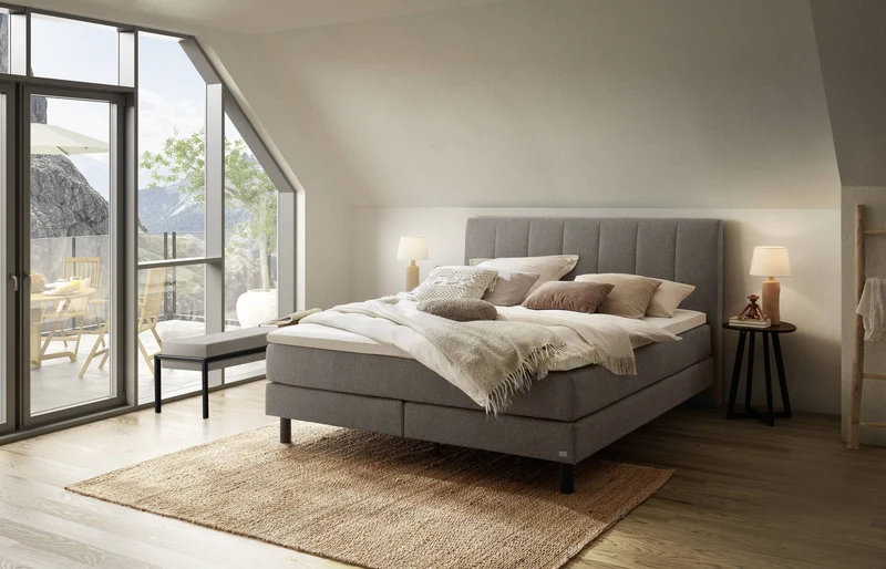 Hasena Boxspringbett Donna Pace Grey mit Metallfüßen inkl. Topper-Wahl