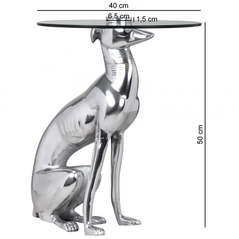 Beistelltisch DOG Aluminium Silber Design Deko