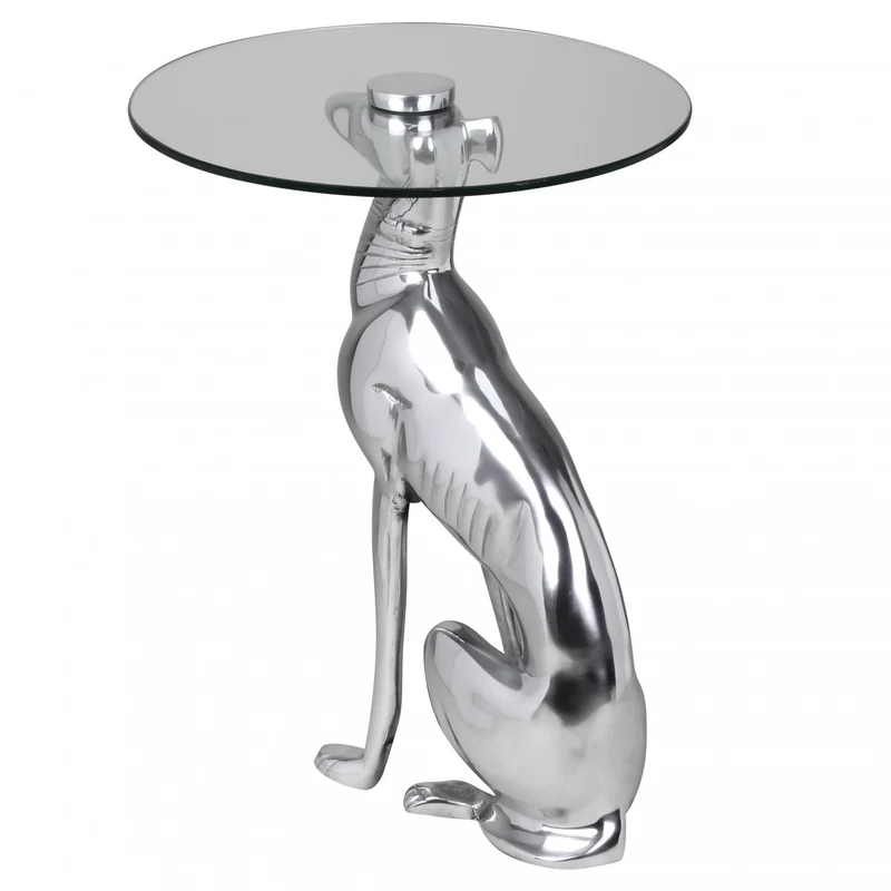Beistelltisch DOG Aluminium Silber Design Deko