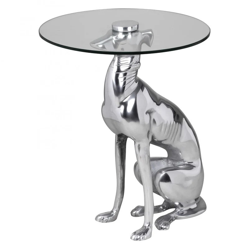Beistelltisch DOG Aluminium Silber Design Deko