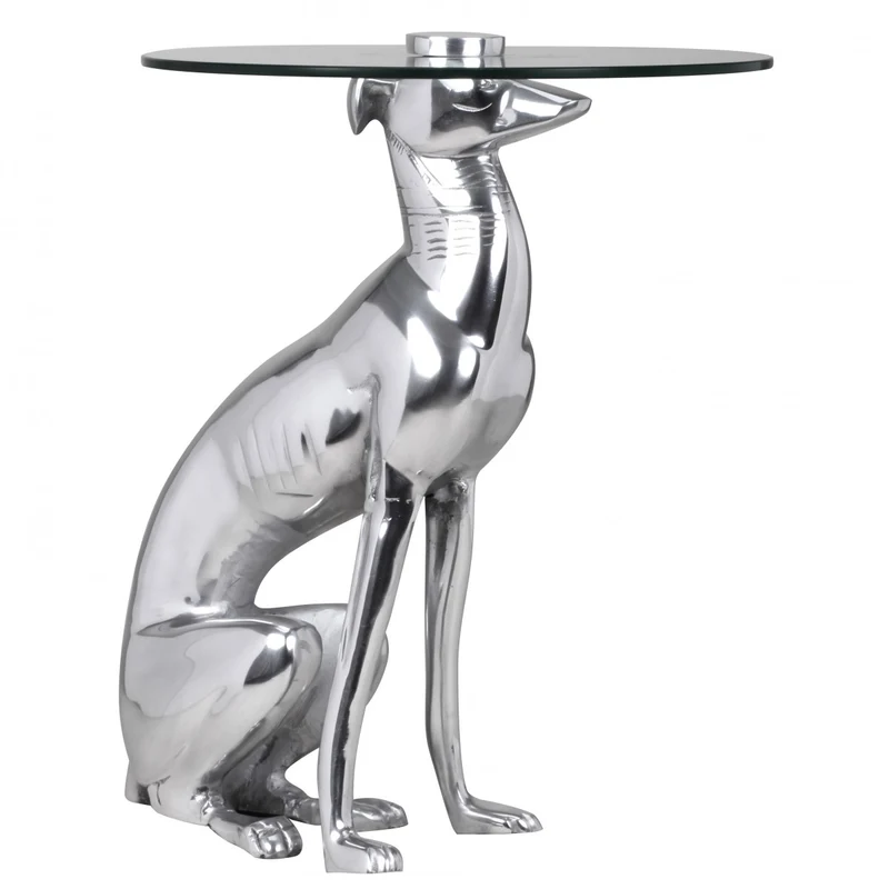 Beistelltisch DOG Aluminium Silber Design Deko