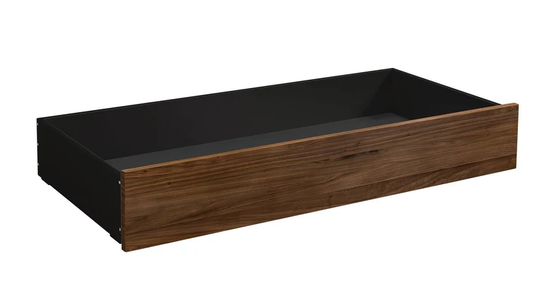 Hasena Roll-Box Bergamo Bettschublade Schwarz-Nussbaum mit Rollen