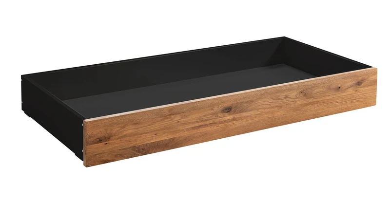 Hasena Bergamo Roll-Box rollbarer Bettkasten Schwarz/Wildeiche geölt