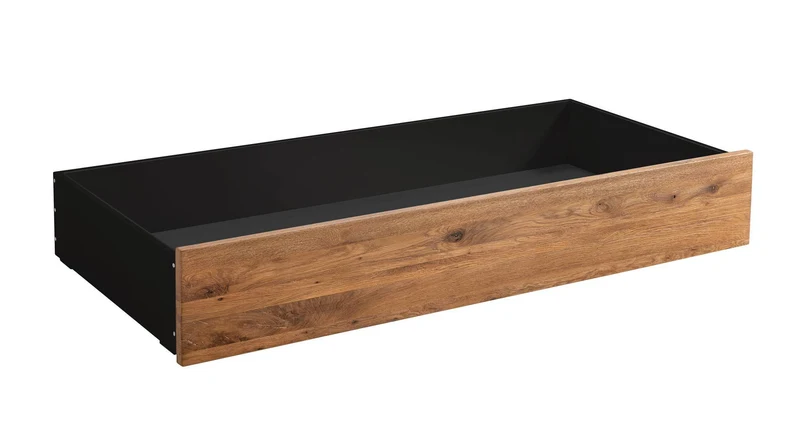 Hasena Bergamo Roll-Box rollbarer Bettkasten Schwarz/Wildeiche geölt